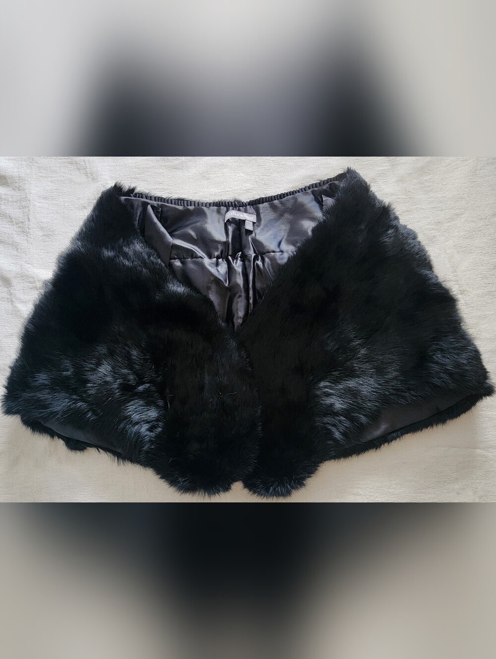 Tristan Genuine Rabbit Fur Capelet Shawl Shoulder Wrap Stole Black O/S